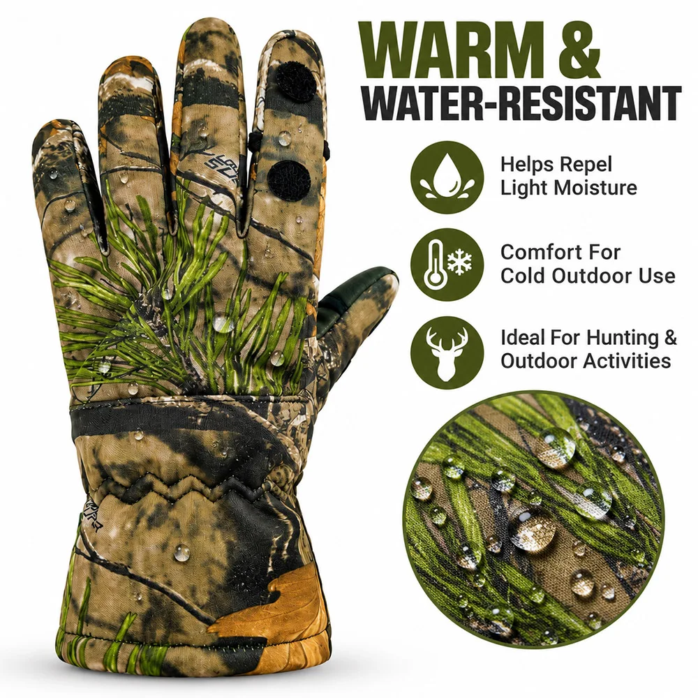 Tactical Camo Full Finger Gloves Breathable Anti-Slip Palm Combat Gloves for Hunting Shooting Airsoft Outdoor Working Training view 3