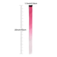 6pcs/pack Colored Party Highlights Clip in Hair Extensions for Girls 22 inches Multi-colors Straight Hair Synthetic Hairpieces 2