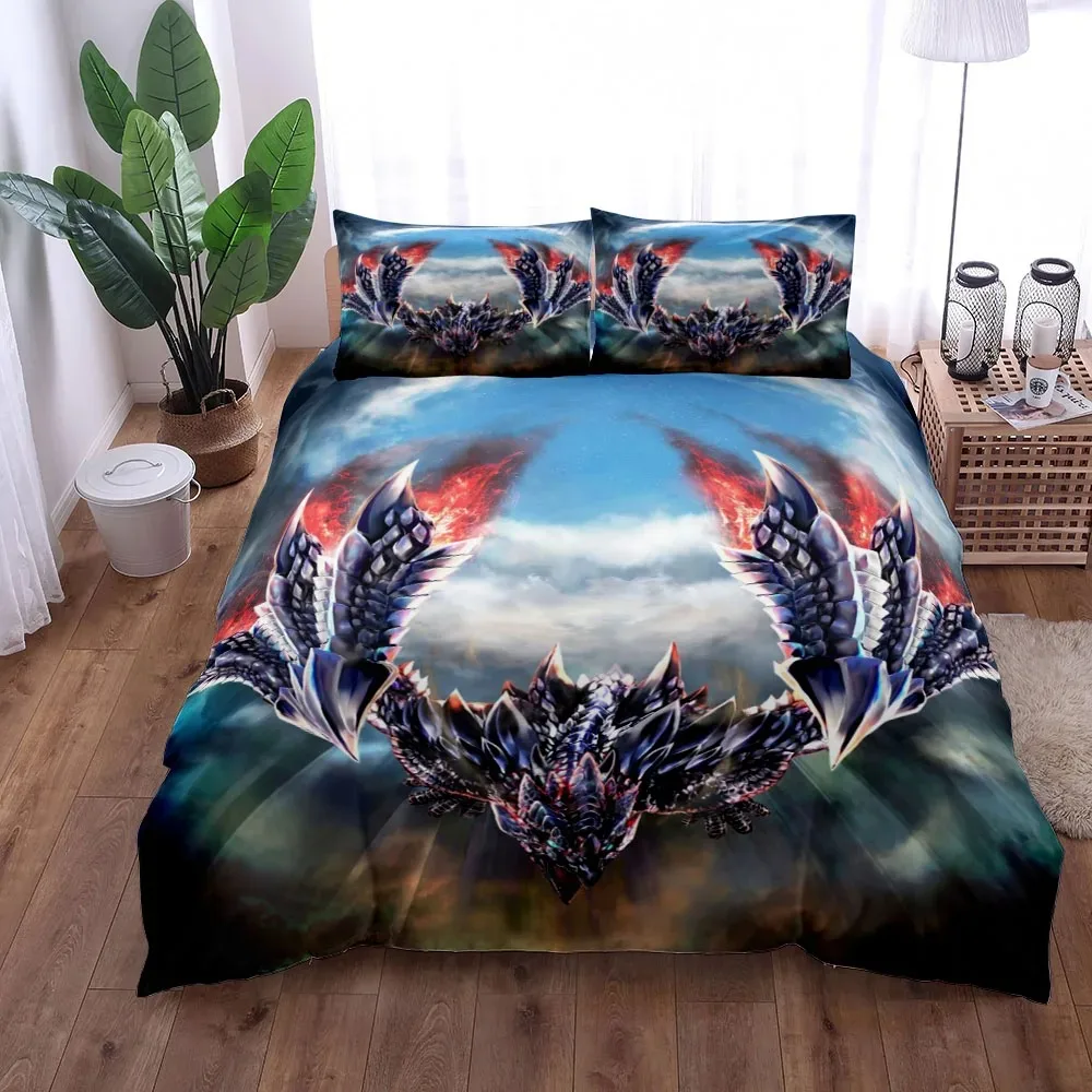 2024 Monster Hunter World Duvet Cover Set King Queen Double Full Twin Single Size Bed Linen Set