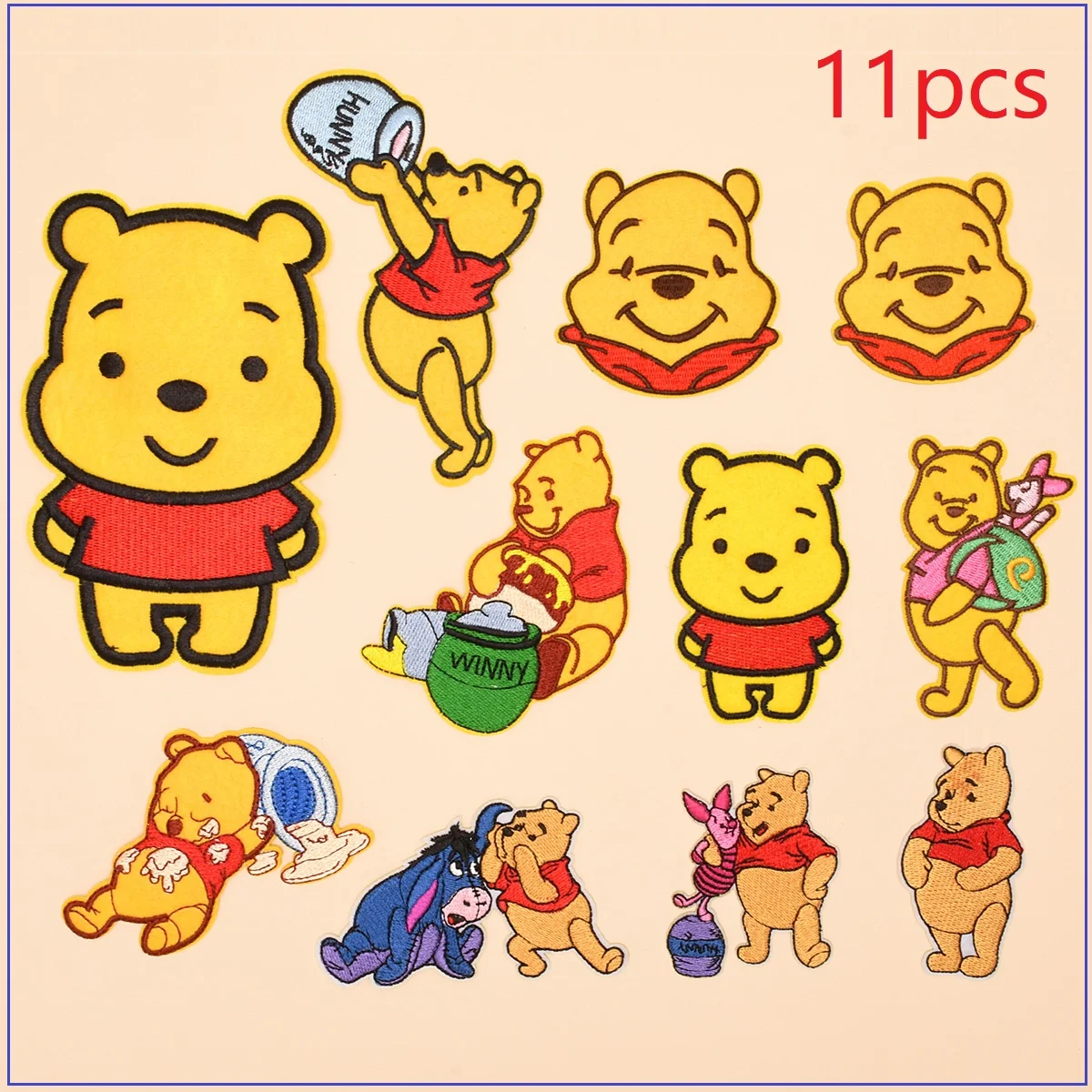 5/11Pcs Cartoon Anime Cute Bear Winnie the Pooh Patch For DIY Sew on Child Clothe Ironing Patches Jeans Embroidered Applique