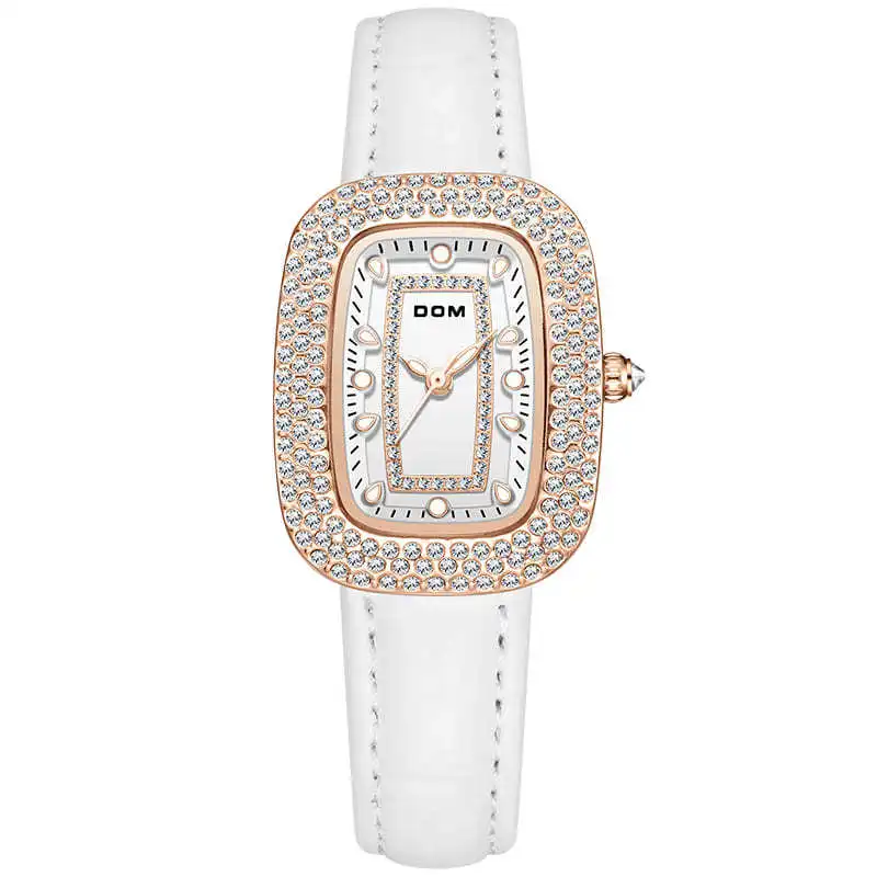 

Watch Women's Full Diamond Barrel Shaped Small Dial Women's Watch Quartz Waterproof Luminous Watch