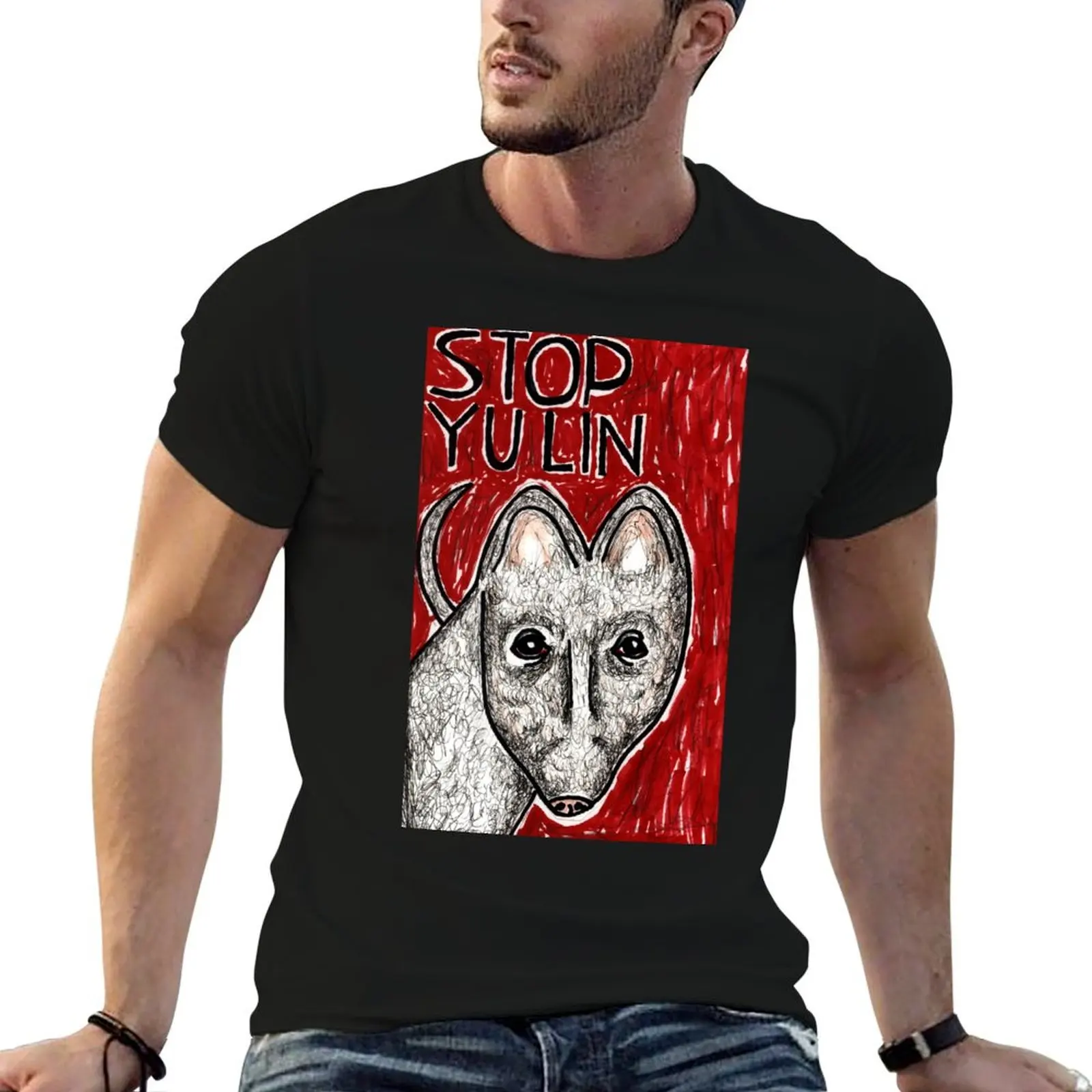 Stop Yulin T-Shirt Simple Print Design T-Shirt