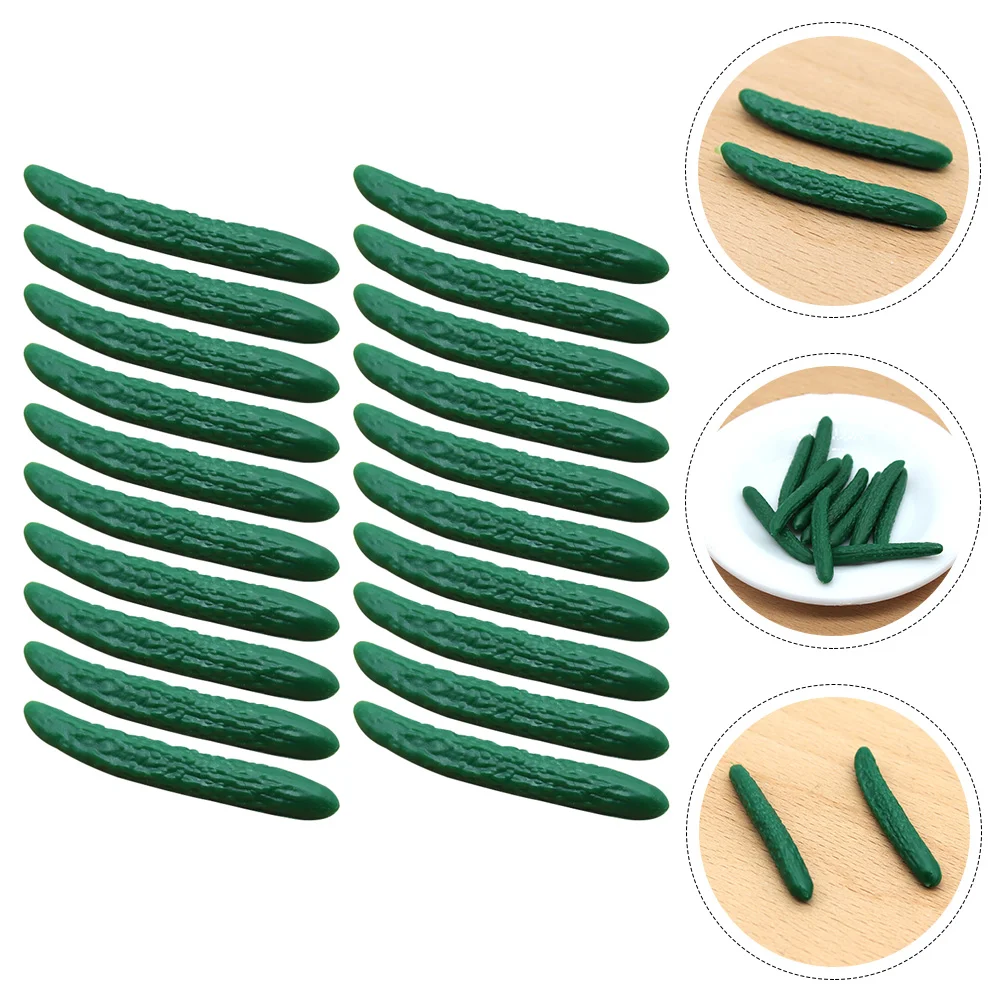 20 Pcs 36cm Simulated Cucumber Mini House Props Green Miniature Models Supplies Pvc Decorations Child Cucumbers