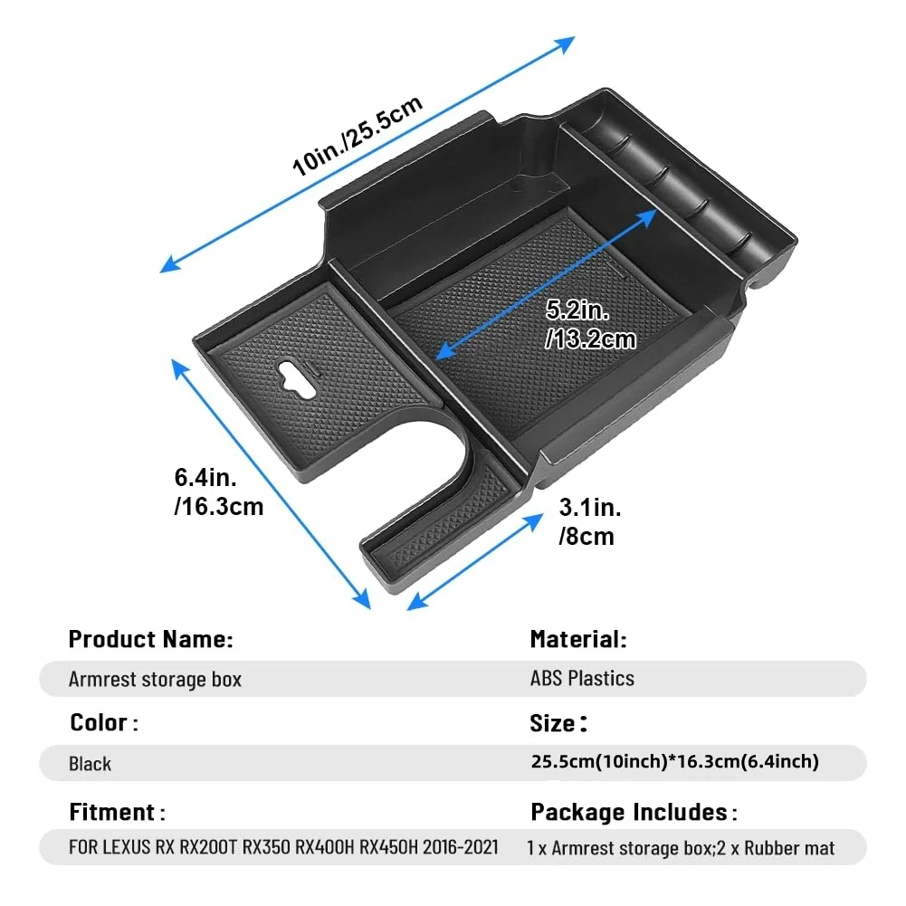 FOR Lexus RX RX200t RX350 RX400h RX450h 2016-2021 Center Console Organizer Accessories supplies Secondary Armrest Storage Box