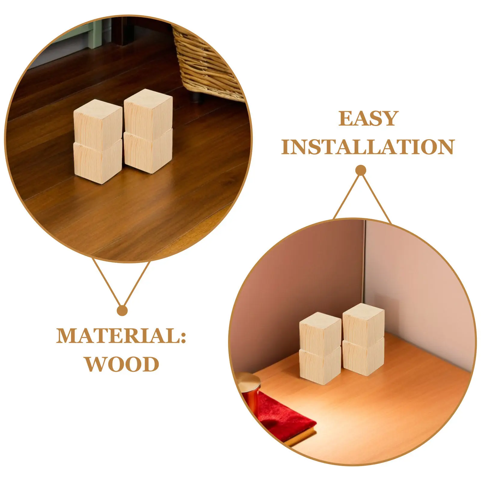 4Pcs Sturdy Wood Furniture Risers Bed Lifters for Heavy Duty Use Easy Install No Tools Needed Bed Raisers Blocks Sofa Desk Chair