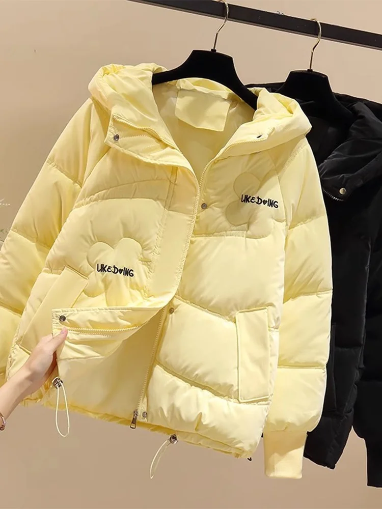 

Faionable Thiened ort Puffer Jaet Women's Winter Coat Bread Sle Casual Commute Korean Version Loose Fit Zipper