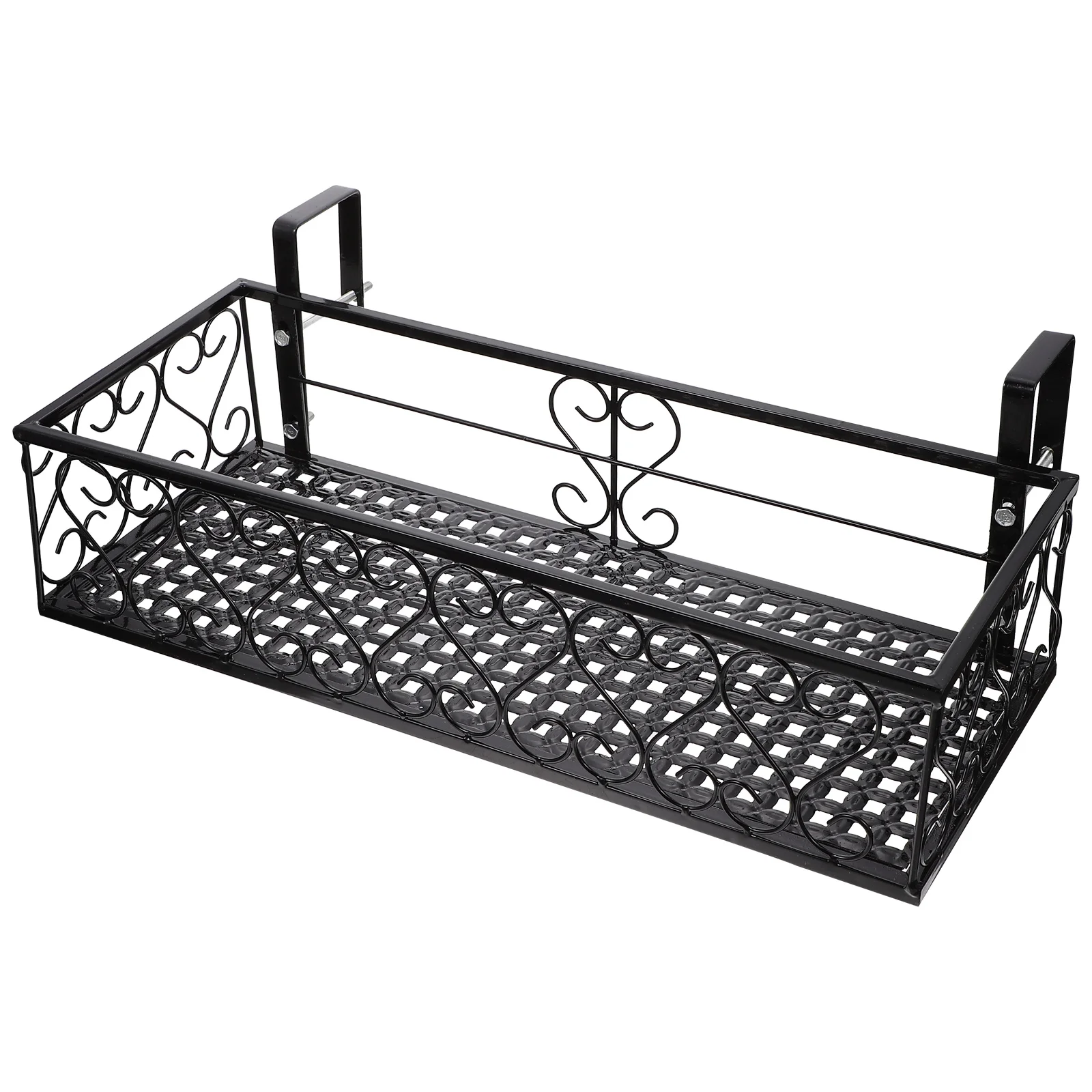 Balcony Flower Stand Houseplants Suspended Guide Flowerpot Rack Railing Hanging Iron Basket