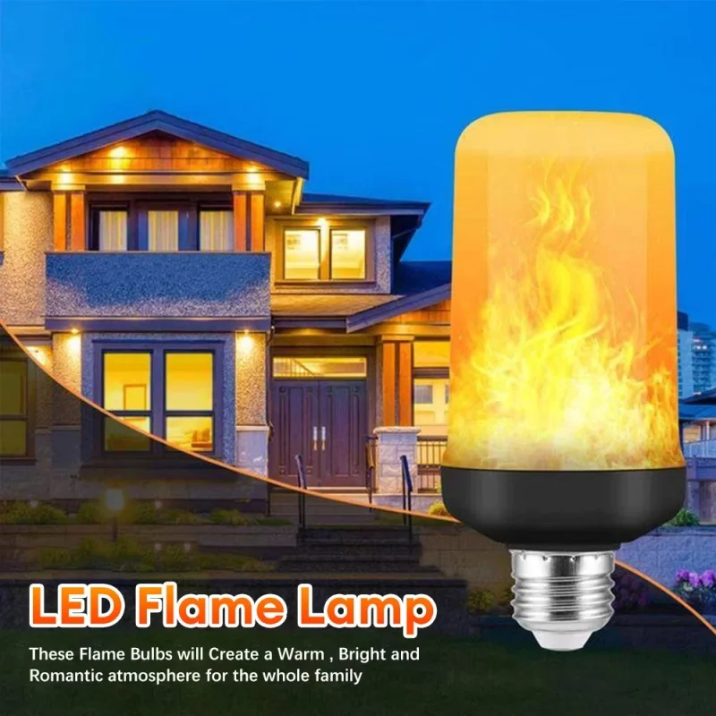 LED Flame Effect Bulb E27 4 Modes Flickering Emulation Home Garden Lamp Christmas Halloween Decor Light B22 Flame Bulb Lights