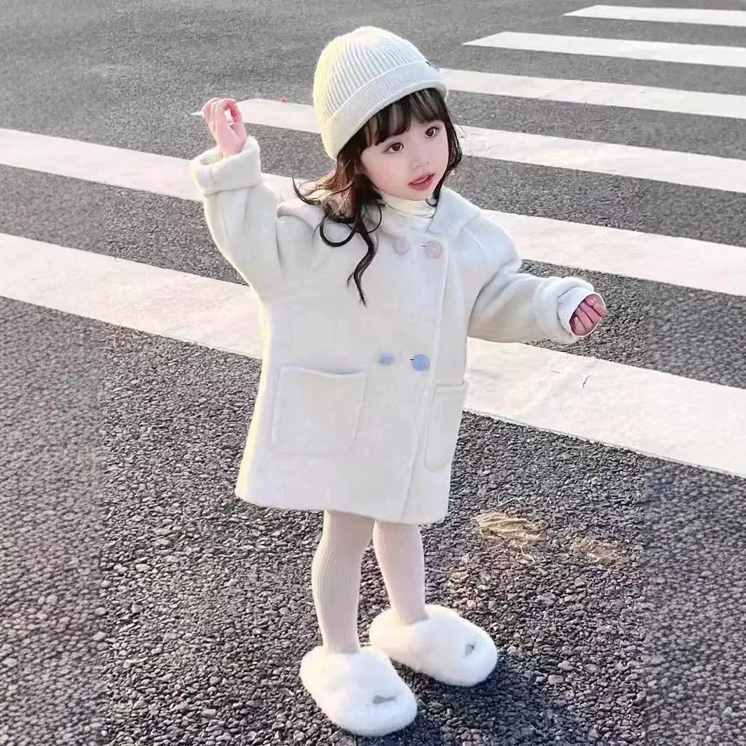 

Winter New Children Clothing Baby Girl's Coat Rabbit Ear Contrasting Color Cotton Padded Thick Jacket Cute Sweet Cardigan Outfit