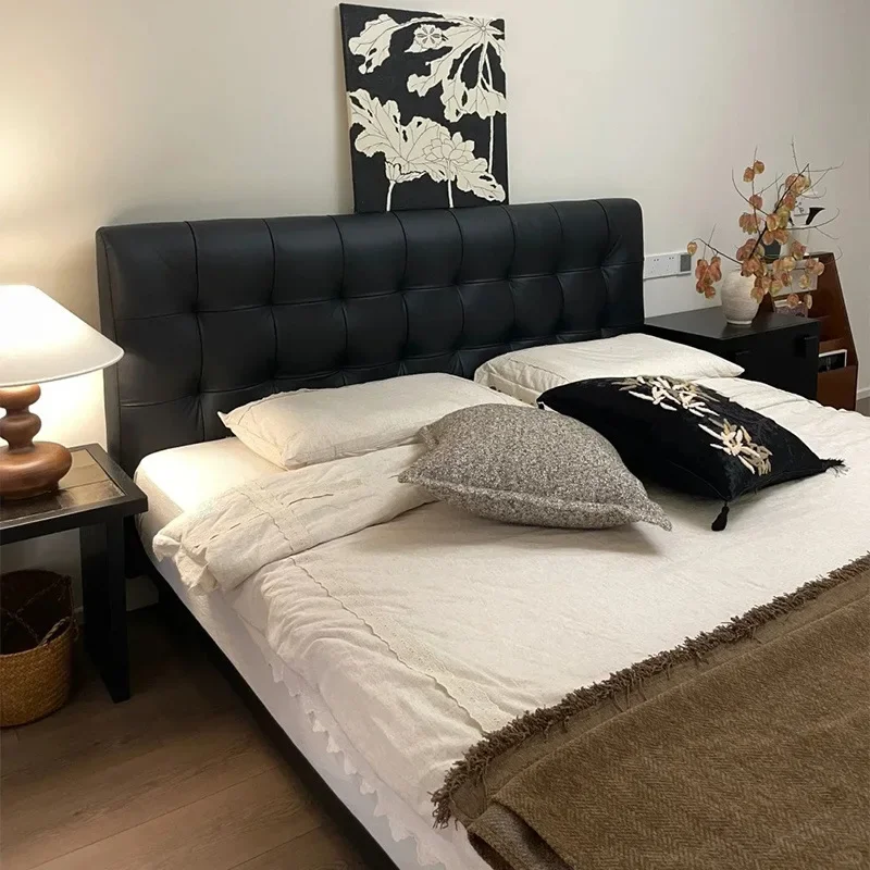 

Waffle, leather bed, modern, minimalist, light luxury, double bed