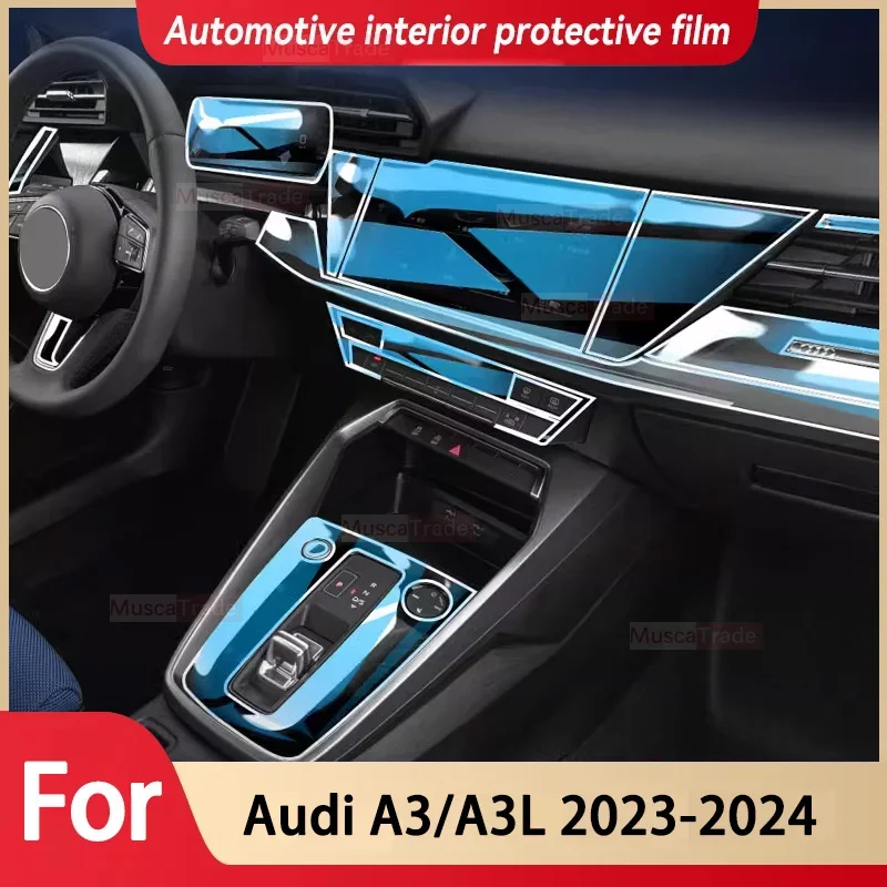 Car Interior Center Console Transparent TPU Protective Anti-scratch Repair Film Accessorie Refit For Audi A3 8Y 2022 2023 2024