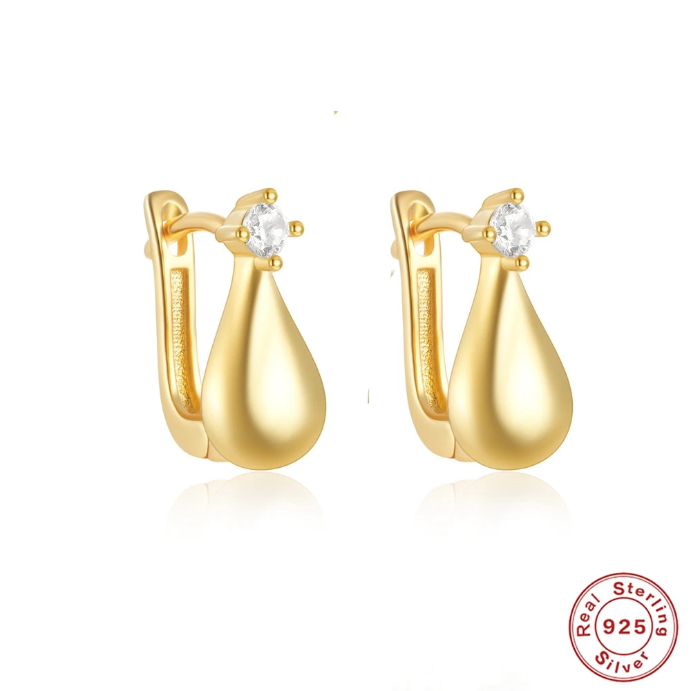 

AIDE Cute Stud Earrings 925 Sterling Silver Blinging 18K Gold Golod Elegant Earrings Buckles For Women Female Summer Jewelry