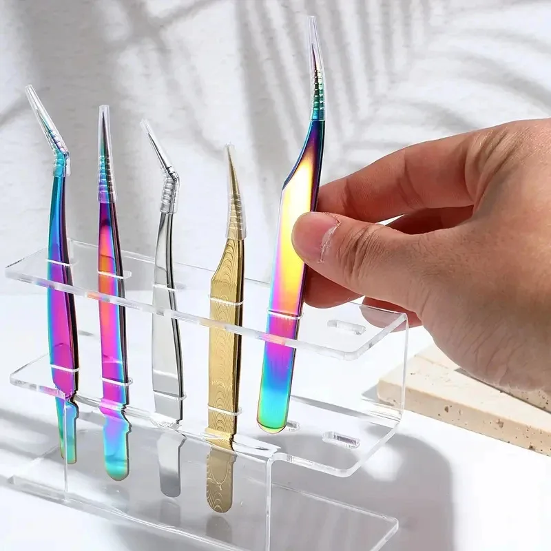 6 穴アクリルピンセット収納ラックプロまつげエクステンションディスプレイスタンド省スペースピンセットオーガナイザーメイクアップツール