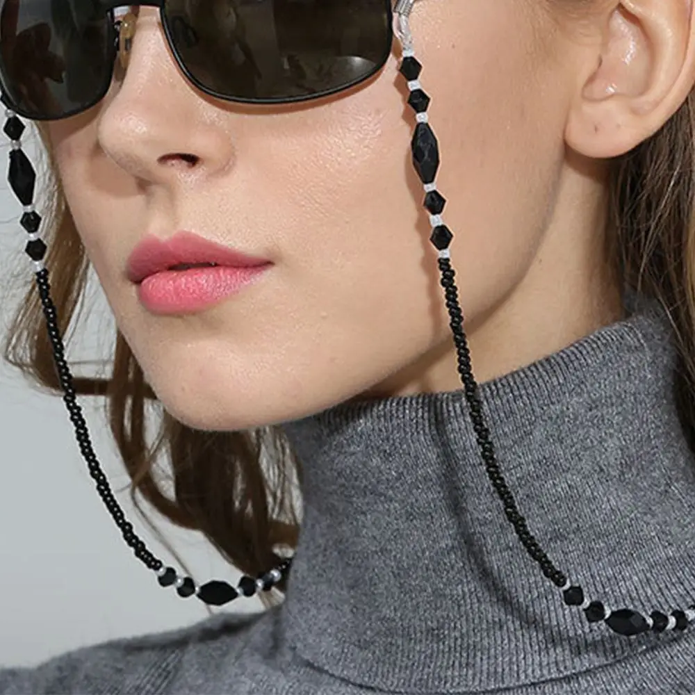 

Women Black Beads Chains Eyeglass Chains Eyewear Cord Glasses Rope