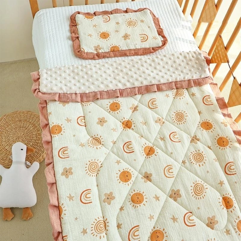 

J15U двухсторонний наматрасник для детской кровати и подушка, 3-слойный наматрасник для детской кроватки