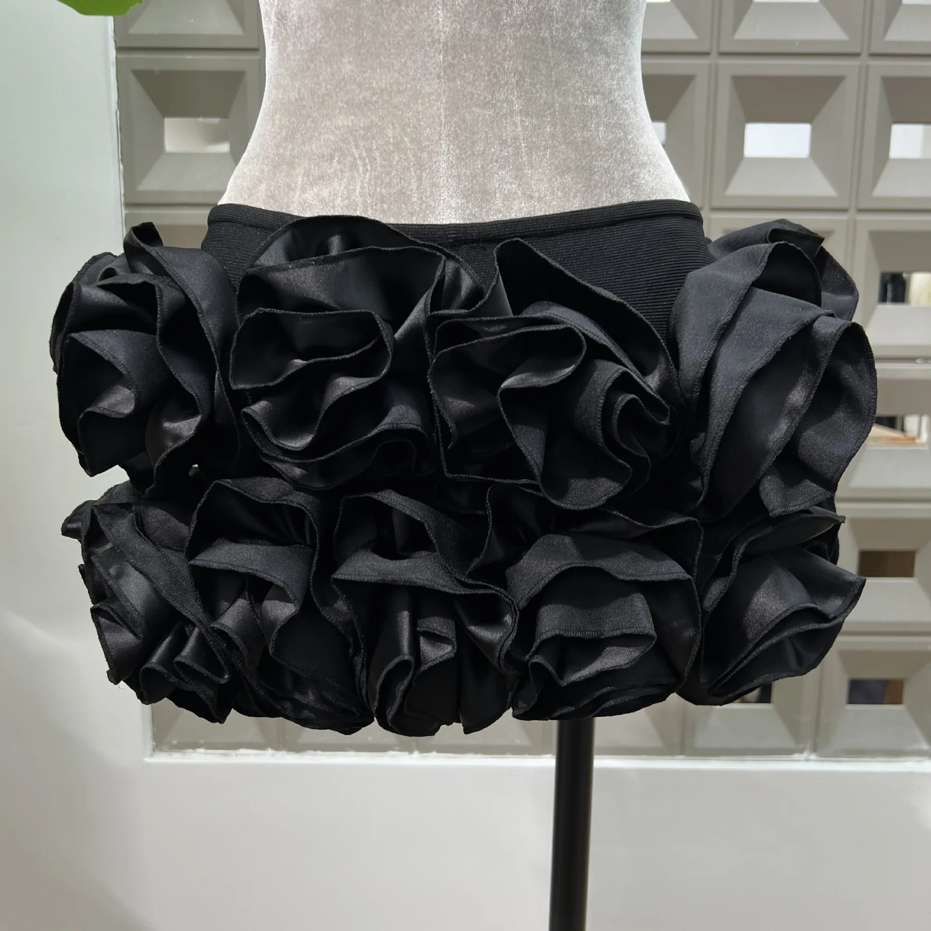 Bandage Tight Two Piece Flower Top Mini Skirt Sets Halter Knitted Nightclub Clothing Luxury Party Dress Women's Fashion Outfit