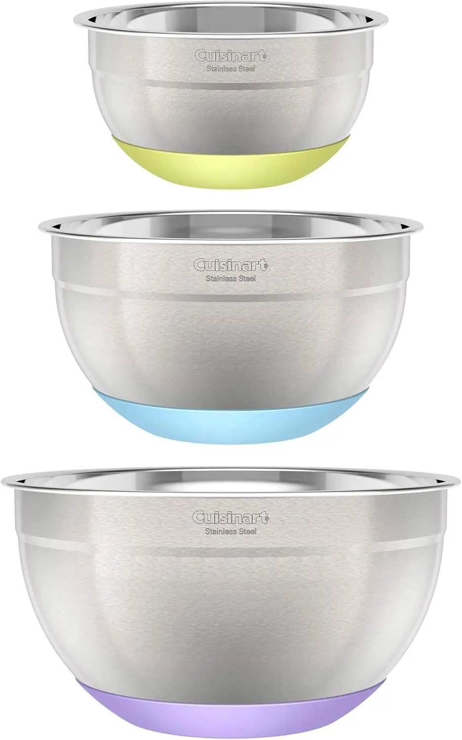 

3-Piece Stainless Steel Mixing Bowls with Nonslip Base, 1.5qt, 3qt & 5qt