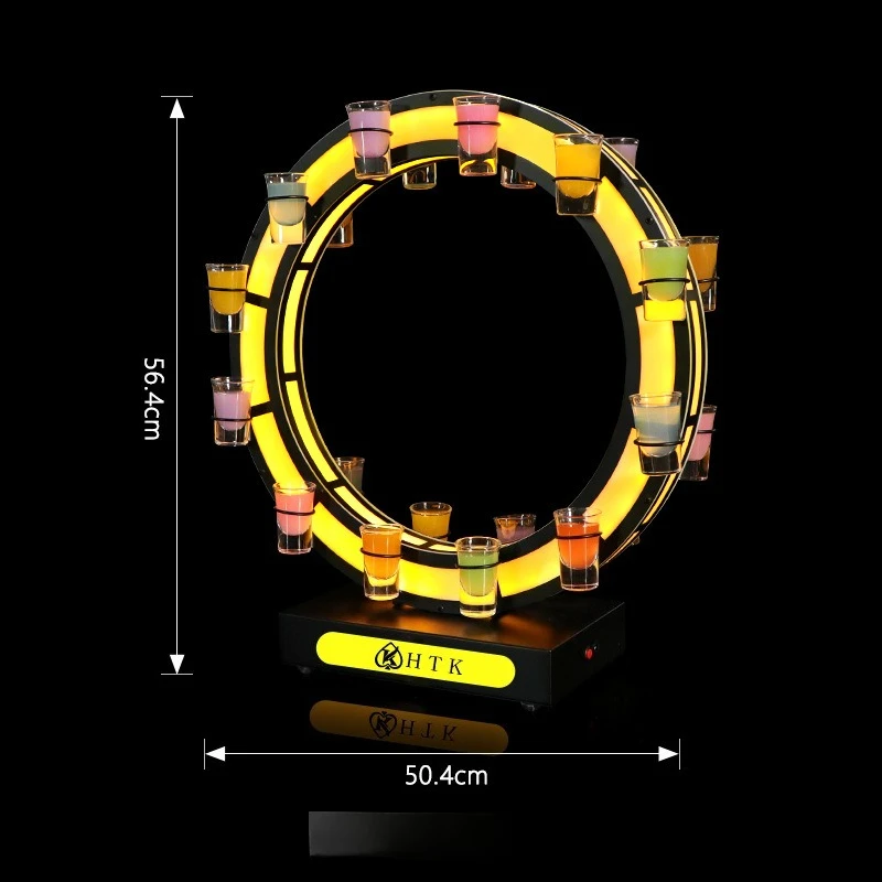 

Круглый металлический стеклянный подстаканник для ночных клубов, подставка для напитков со светодиодной подсветкой для коктейльных вечеринок, настольная витрина для вечеринок