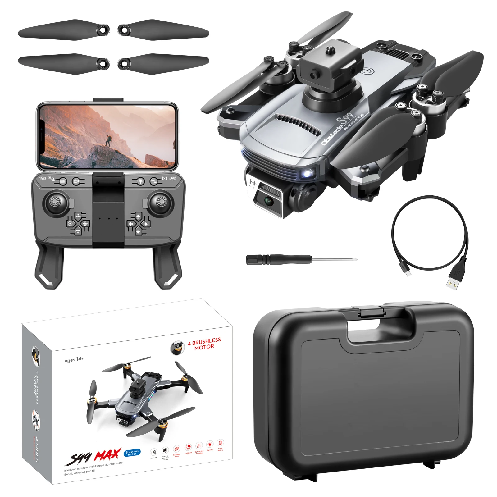 S99 Max Rc Drone Profesional 8K Camera Adjustable Obstacle Avoidance Aerial Photography Brushless Foldable Quadcopter Rc plane