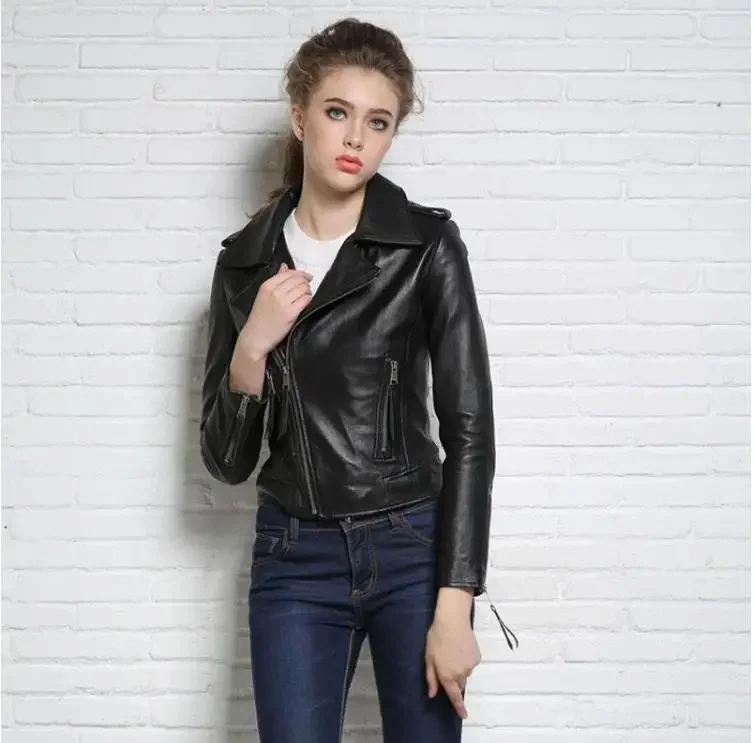 Shop Best,Brand OL style Genuine leather casual short jacket.Street soft sheepskin slim coat,sales.lady business cloth,hot