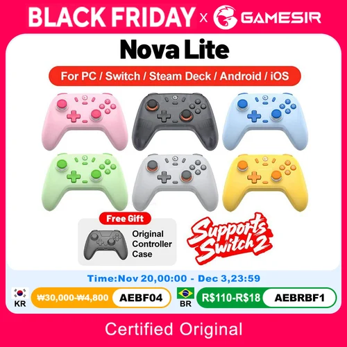 Gamesir Nova Lite Gamepads PC para Nintendo Switch 2 controlador Switch Steam Android iOS iPhone Control Hall efecto Joystick