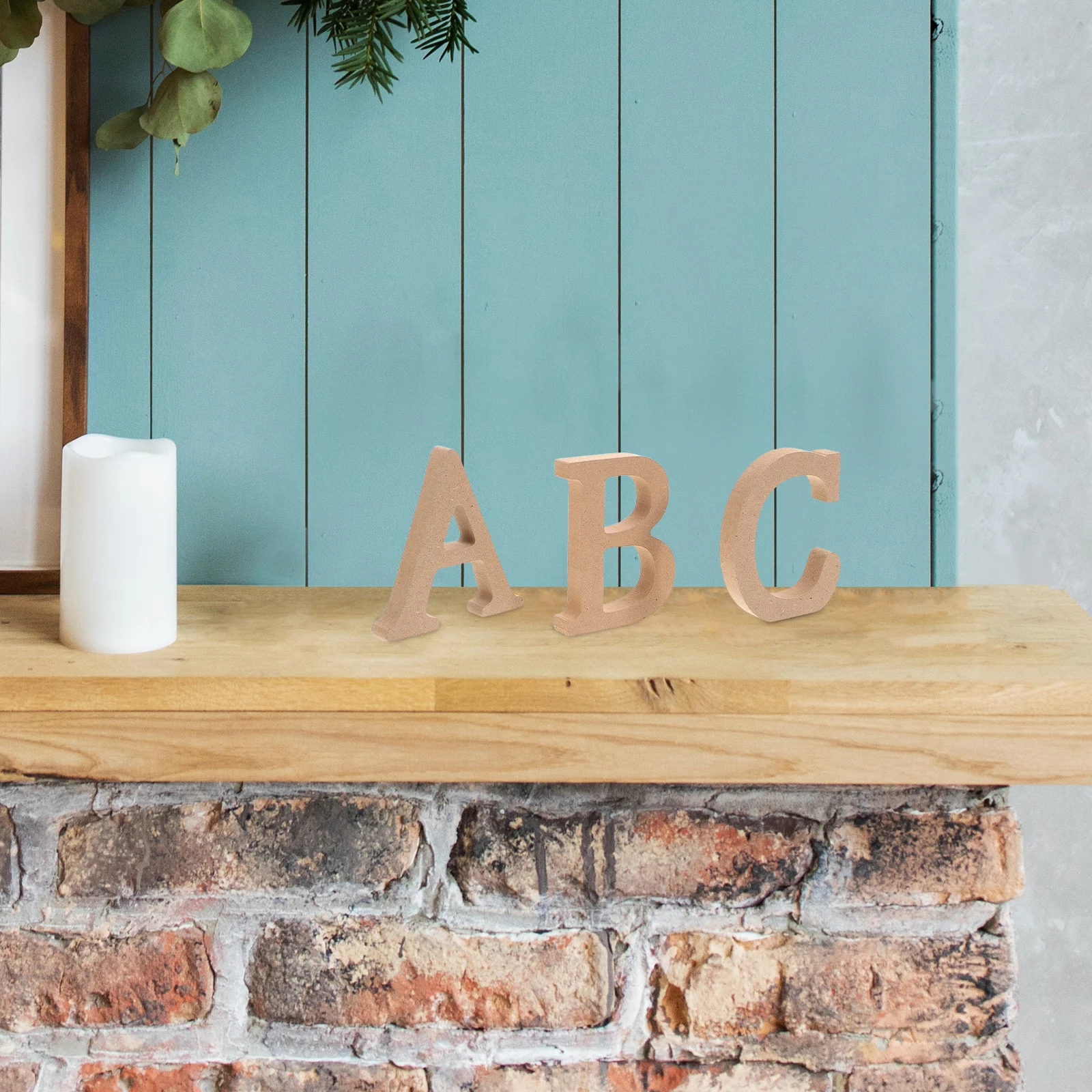 26 ตัวอักษรไม้ที่ยังไม่เสร็จ DIY Craft เครื่องประดับ Blank Art Cutout Sign Home Decor Props ตัวอักษรไม้ขนาดเล็กชุด