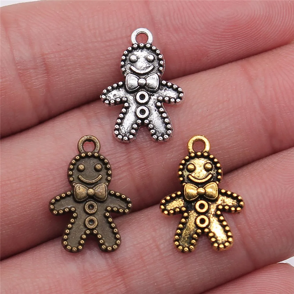 WYSIWYG 20 piezas-abalorios de 18x12mm para hombre, pan de jengibre, 3 colores, pajarita, Chico, colgante para chico colgantes para joyería