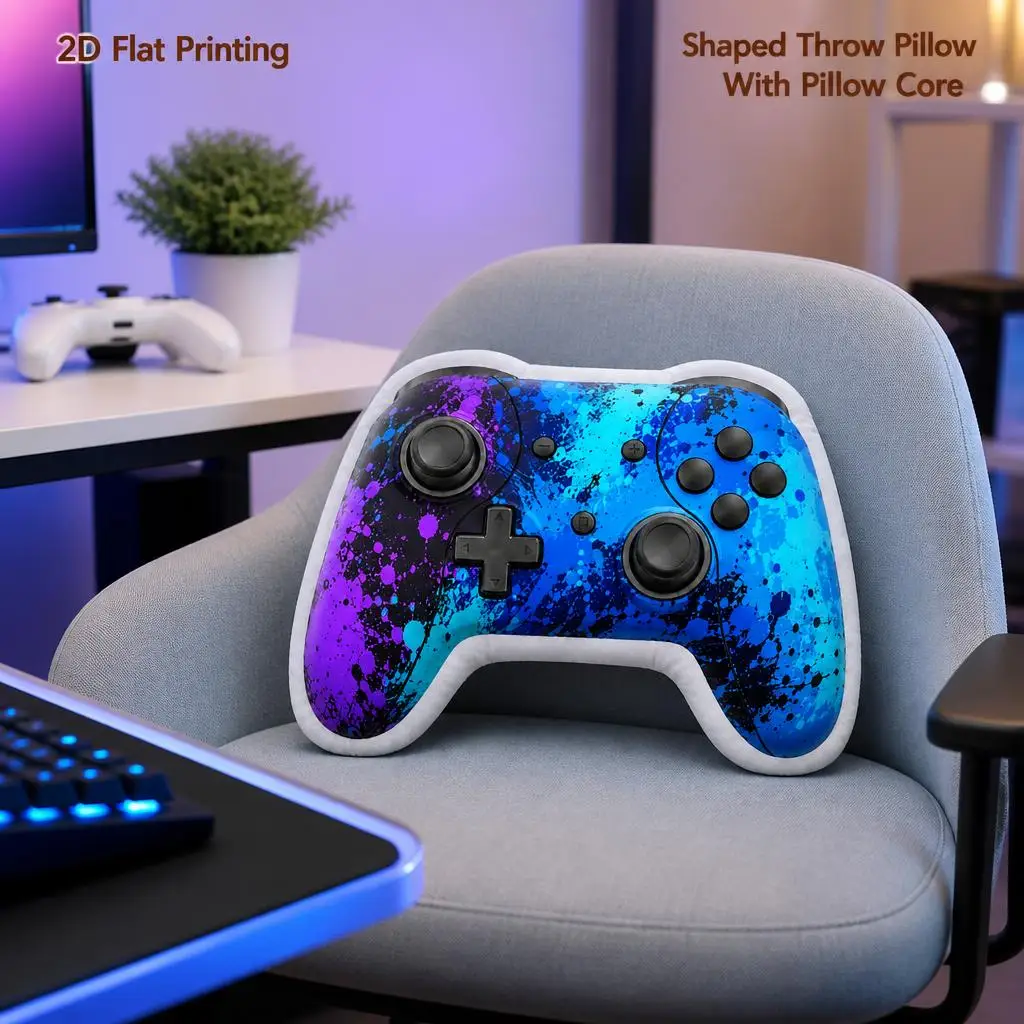 Gaming Controller Gamer Gift Plush Pillow Cushion Irregular Stuffed Throw Pillow Home Decor Gift Sofa Bed Home