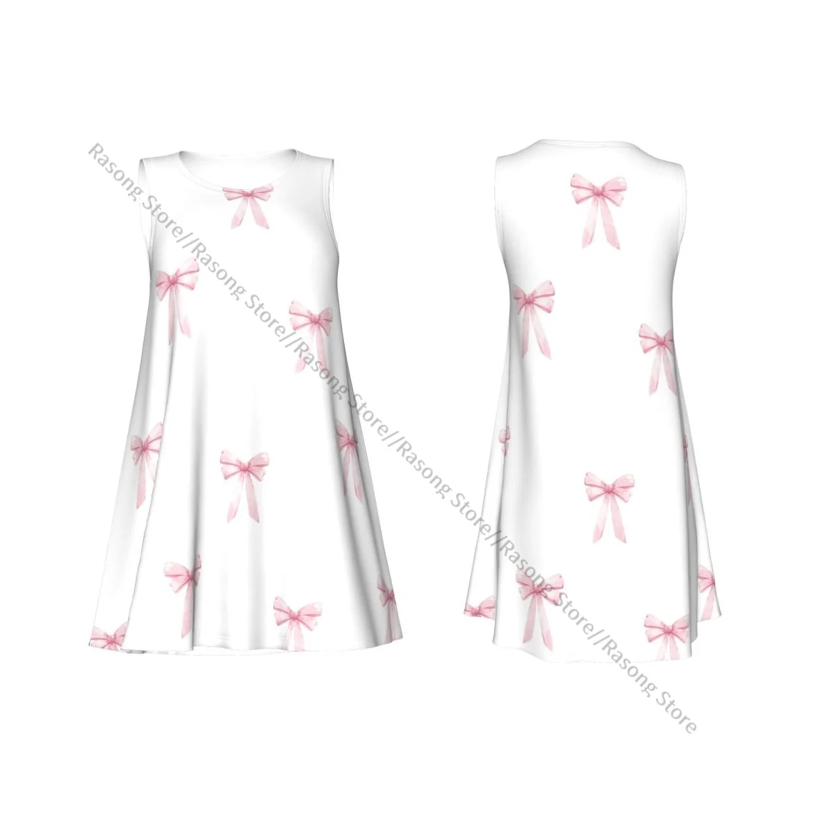 ชุดสตรีสีชมพู Bowknot Dreamy เจ้าหญิงสไตล์ฤดูร้อนสบายๆ T เสื้อชายหาด COVER UP Tank Dress