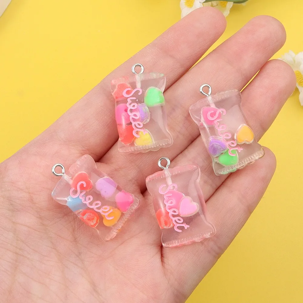 2/4/8pcs Multicolor PeachHeart Candy Shaped Pendant,DIY NecklaceEarrings,Valentine's Day Christmas Mother's Day GiftsAccessories