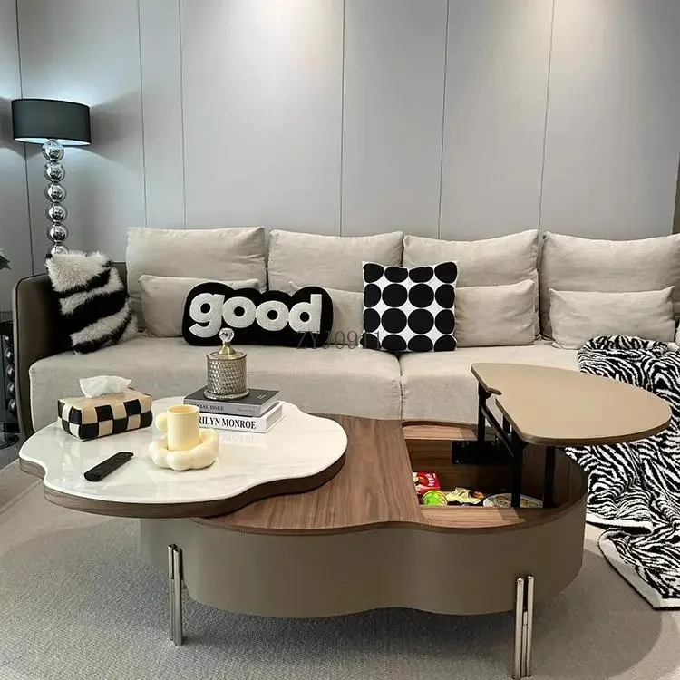 طاولة القهوة غرفة المعيشة الخفيفة الفاخرة الراقية رفع طاولة القهوة شقة صغيرة المنزلية الإبداعية عالية الاستخدام المزدوج #4