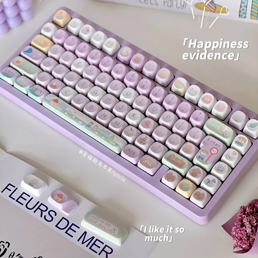 

Milk Purple Romantic Travel Keycap Cherry Soa Five-Sided Sublimation Keycap Keycap Customized Mechanical Keyboard Keycaps