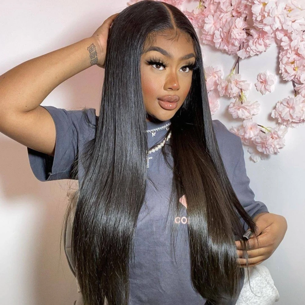 

Bone Straight Real 13x4 13x6 HD Lace Frontal Wig 15A Super Double Drawn Glueless Wig Pre Plucked Remy Human Hair Wigs For Women