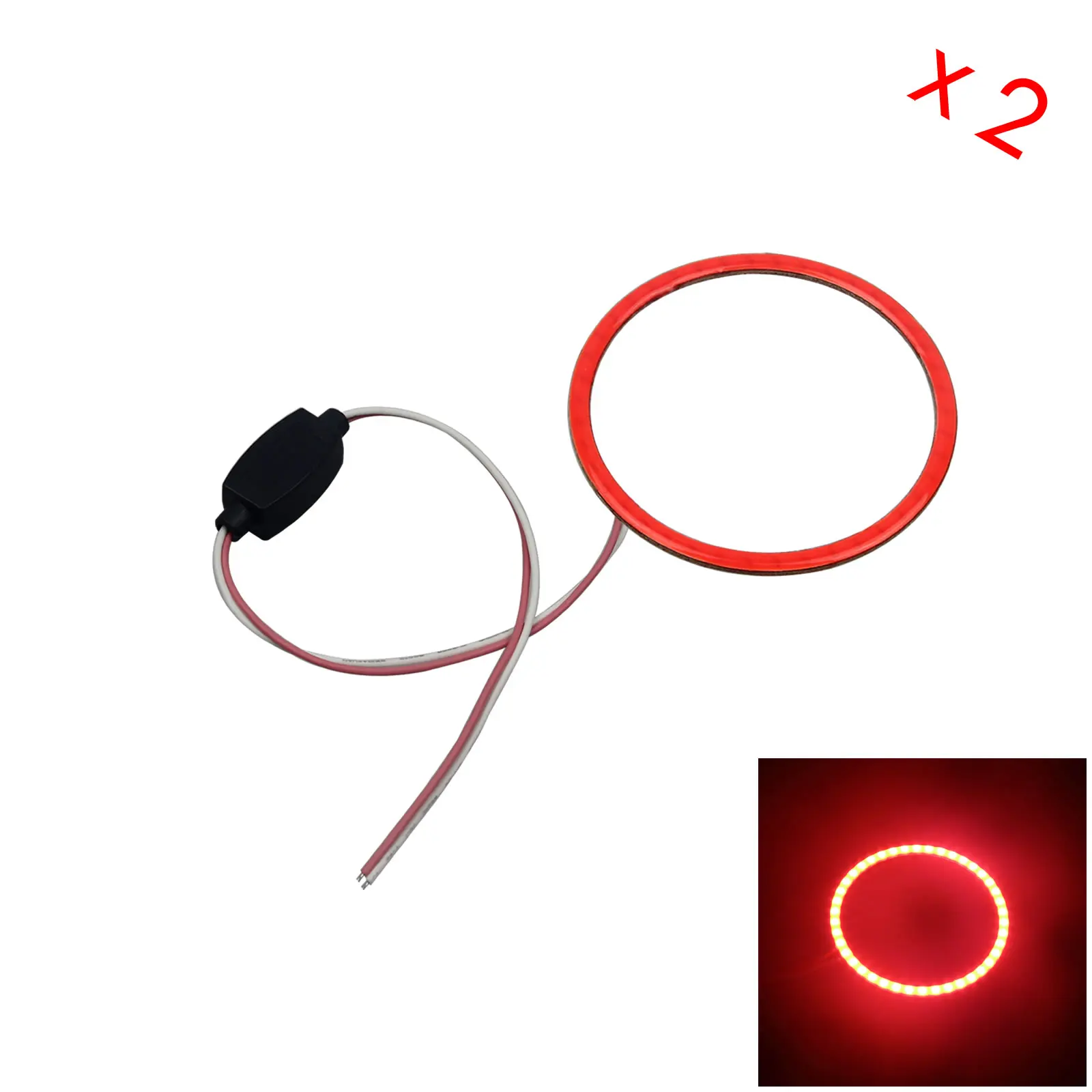 

2x Red Car Angel Eye Halo Ring Blub DRL Lamp 80 мм 1 COB светодиодный Z5116