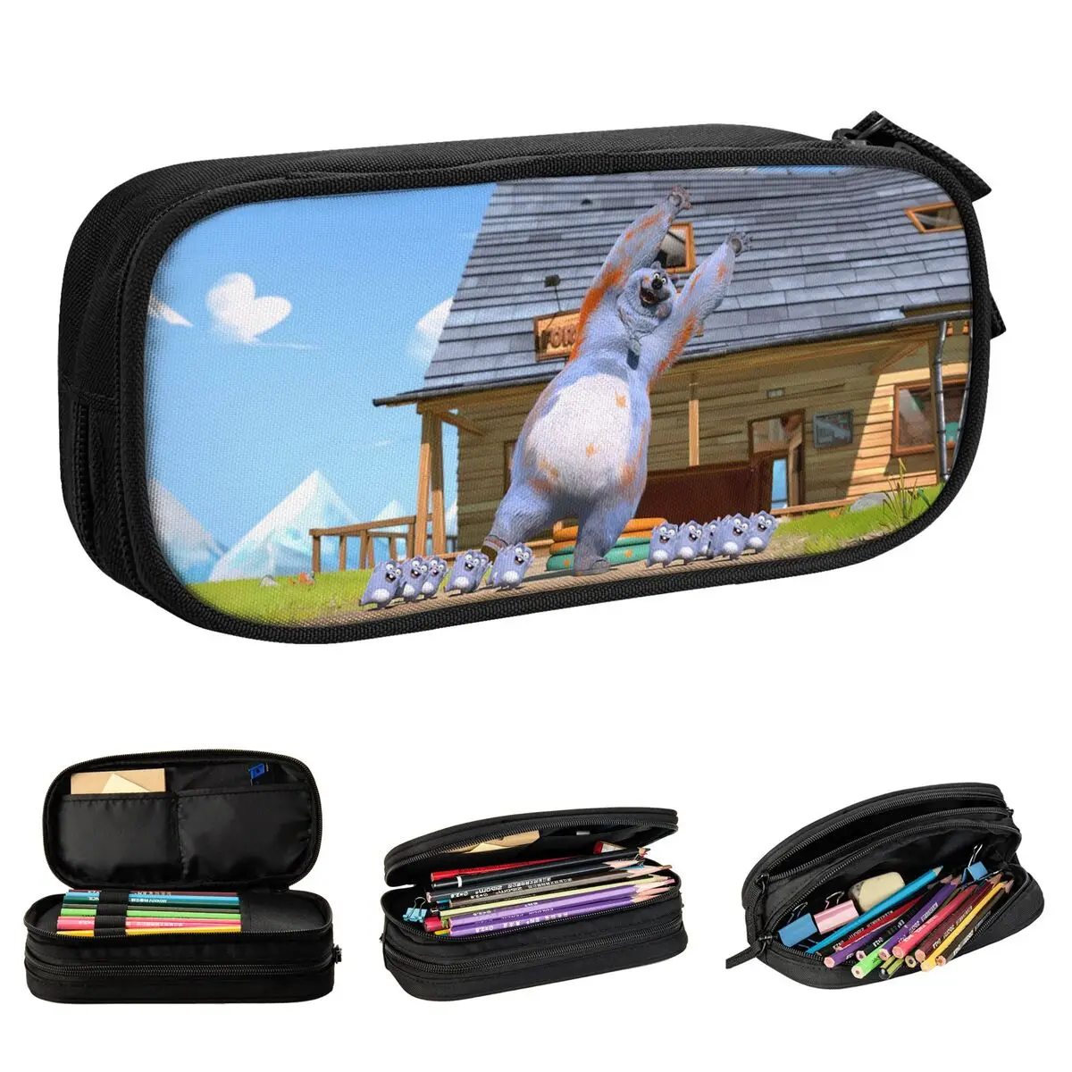 

Grizzy And The Lemmings Pencil Case Cute Pen Bag Girl Boy Large Storage Students School Zipper Pencilcases