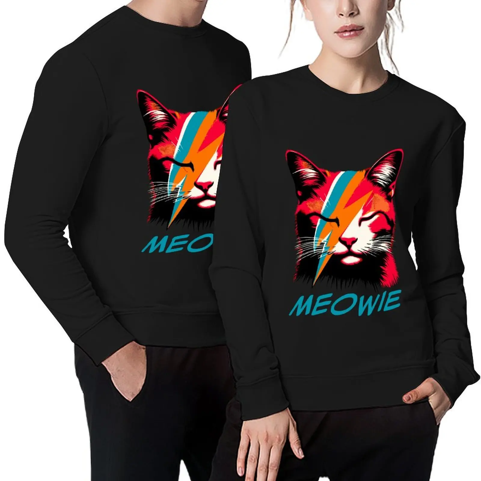 

Retro Cat Rock and Roll Music Concert Festival Band Funny Cat Pullover men wear men's clothing men clothes aesthetic sweatshirts
