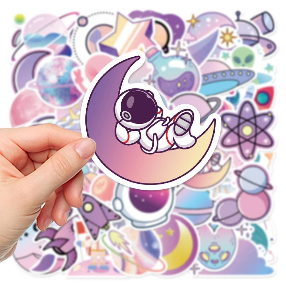 10/30/50pcs Outer Space Colorful Gradient Planet Stickers Astronaut Cartoon Sticker DIY Luggage Notebook Phone Decals Decoration