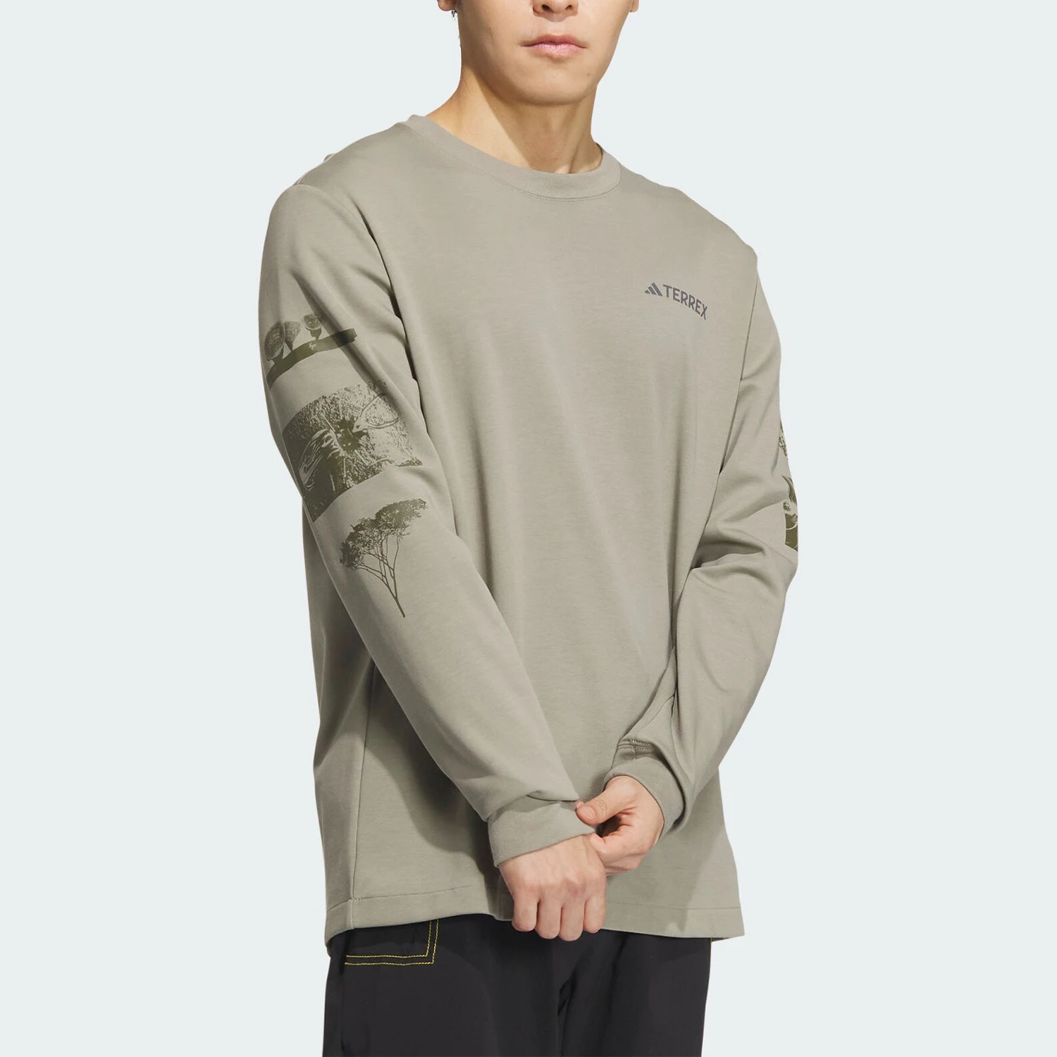 تي شيرت Adidas Official Authentic NATGEO LS TEE للرجال بأكمام طويلة للاستخدام الخارجي IS9509