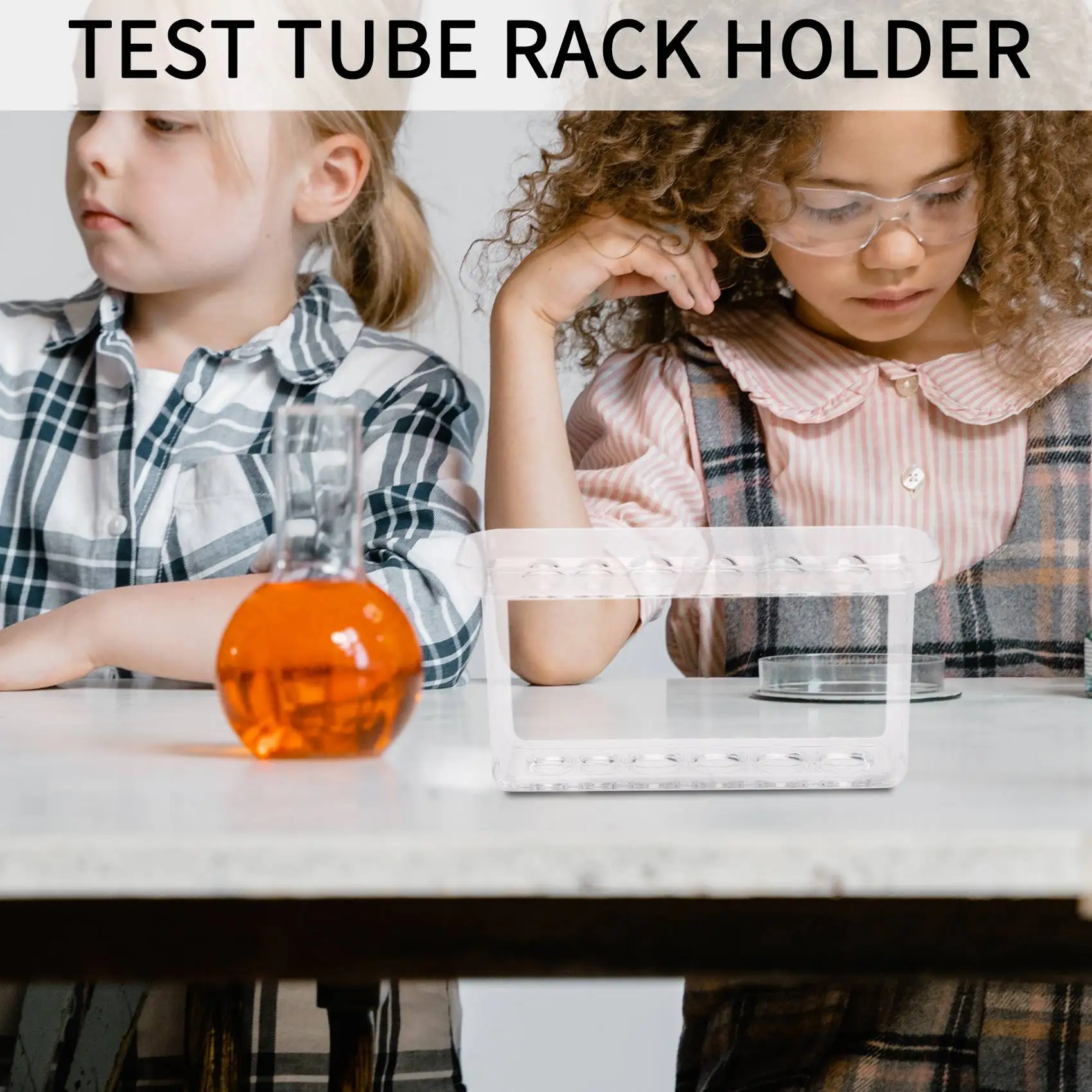 Plastic Clear Test Tube Rack 6 Holes Stand Lab Test Tube Stand Shelf School Supply Lab Equipment 16.7X8X3 Cm