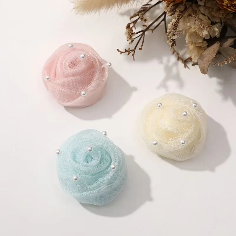 20Pcs/lot Cute Macaron Color Organza Rosebud DIY Hair Accessories Clothing Embellishments Craft Supplies
