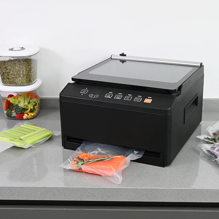 

Commercial Domestic Chamber Vacuum Sealer Machine 98kPa Continuous Sealing for Dry Moist Liquid Food Electric with Cutter