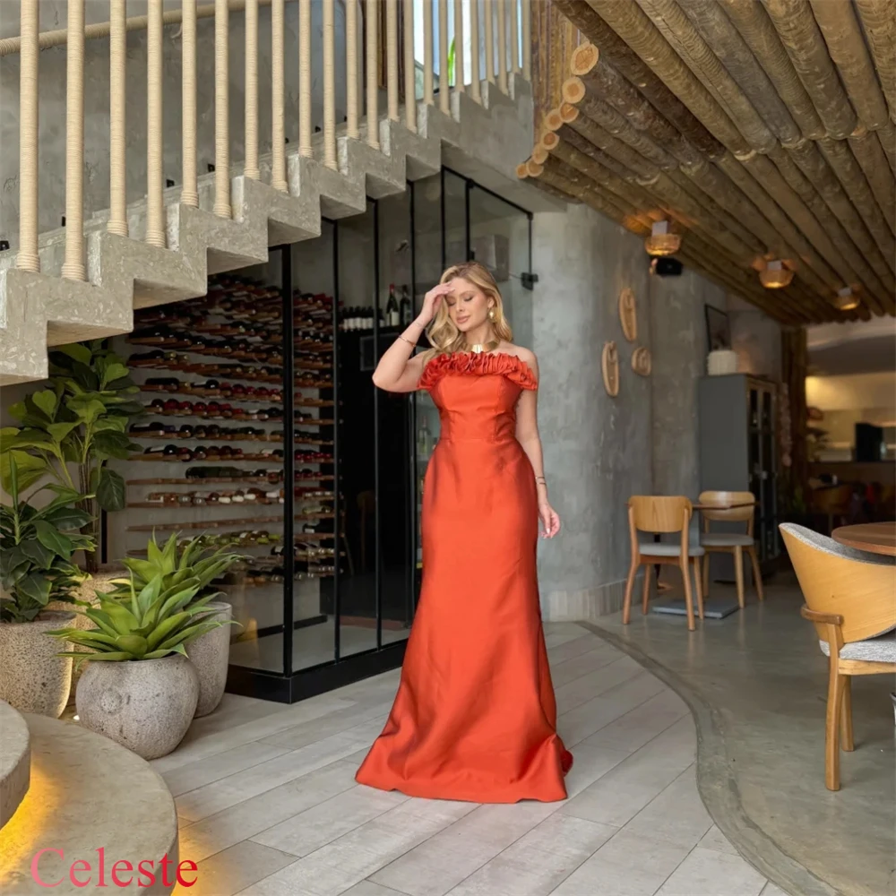 فستان سهرة بسيط من الساتان بتصميم حورية البحر مخصص أنيق بدون حمالات بدون أكمام لحفلات العودة للوطن، فساتين مناسبة خاصة #2