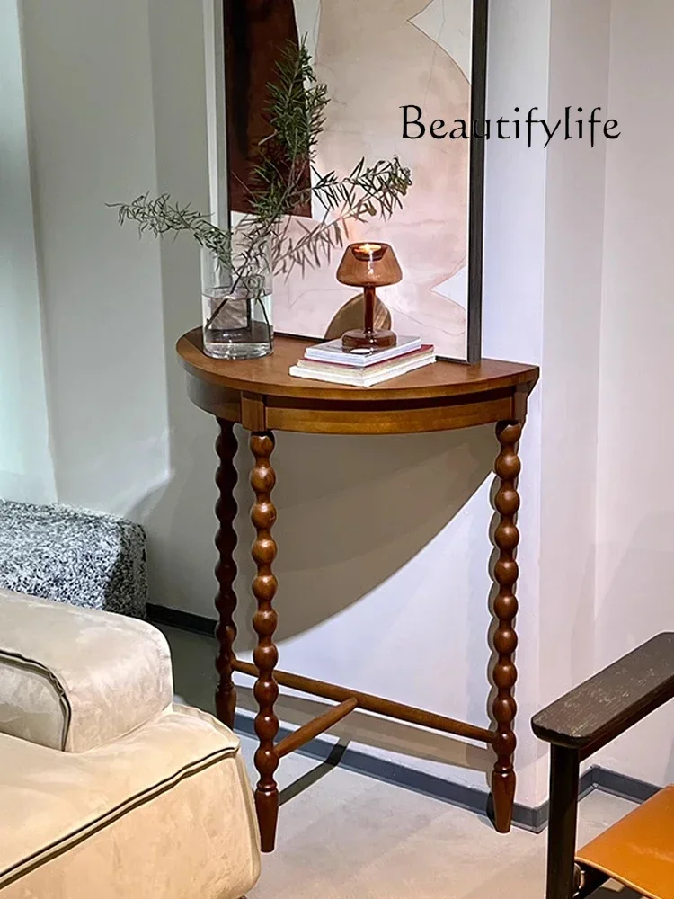 Mid-Ancient Solid Wood Porch Home Console Tables Semicircle American Simple Silent Wind against the Wall Curio Cabinet