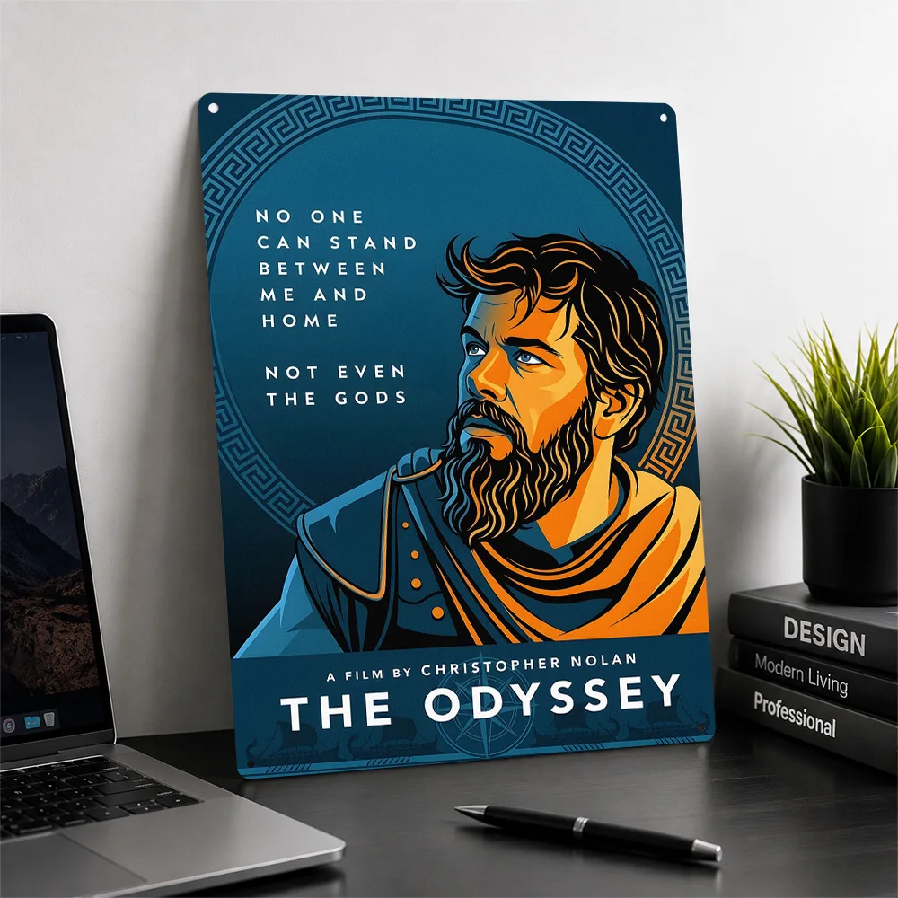 The Odyssey Christopher Nolan Movie Personalized 3D Textured Metal Poster Wall Art Vintage Tin Signs for Room Ornaments Decor