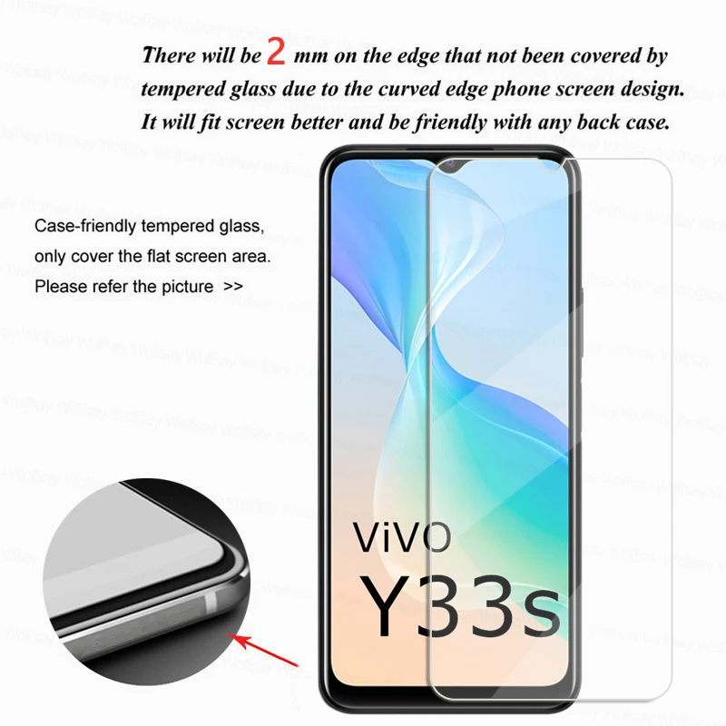 4IN1 Clear Glass For Vivo Y33S Screen Protector Vivo Y33S Front Tempered Glass Vivo Y20T Y12S Y21 Y31 Y51 Y33S Y33T Y53S Y72 5G