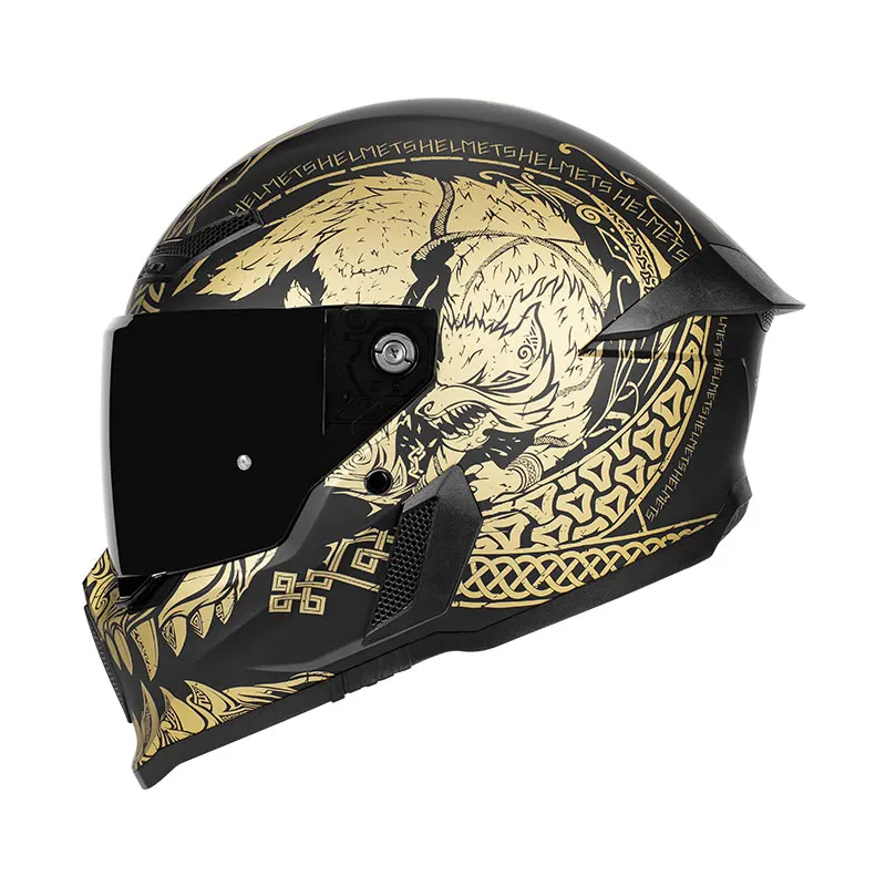 DOT معتمد الذهبي الذئب نمط خوذة كاملة ABS المضادة للخدش يندبروف دراجة نارية خوذة للبالغين الرجال النساء دراجة عادية #6