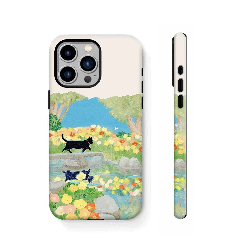 Spring Cat Cartoon Anime Case for IPhone 15 14 Plus 15 12 13 Pro Max Back Phone Cover for 12 11 Pro Plus 8 7 X XS Max XR Housing