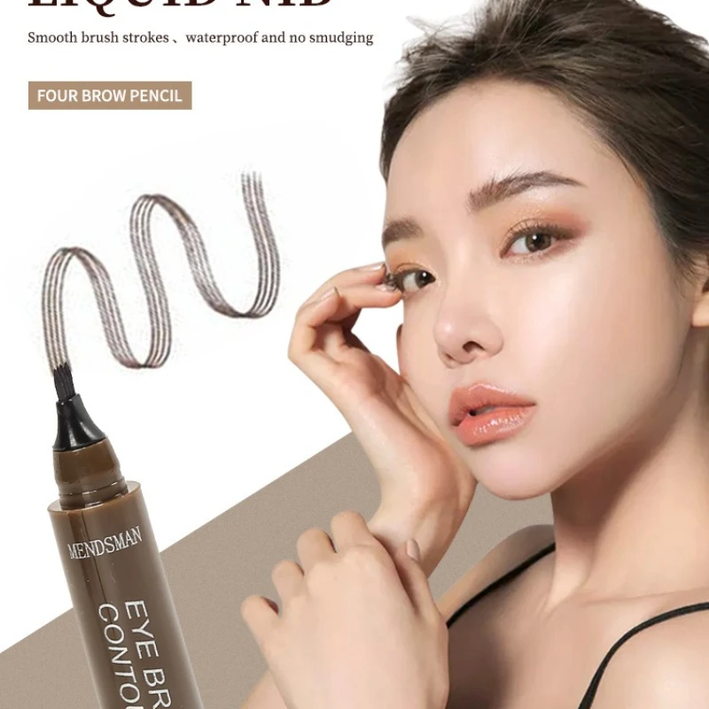 Ferd Pero Gonz Natuurlijke wenkbrauwpen met vier klauwen Niet-vervagende zweetbestendige vloeibare wenkbrauwpen Grijs Langdurig fijn schets Vloeibaar wenkbrauwpotlood
