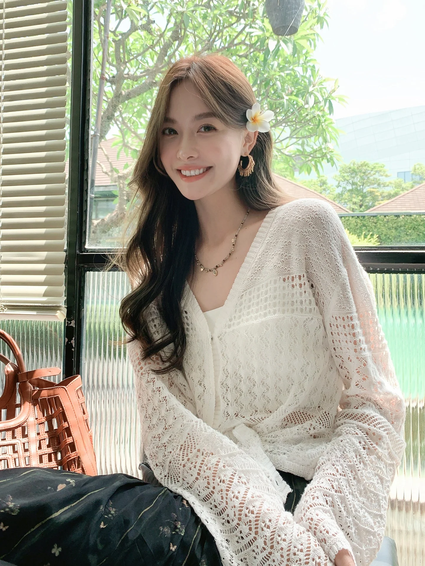 

MeiYang Linen Cotton Knitted Open Cardigan Hollow V-ne Long Sve Women's Commute Sle Loose Fit Button up ort Coat