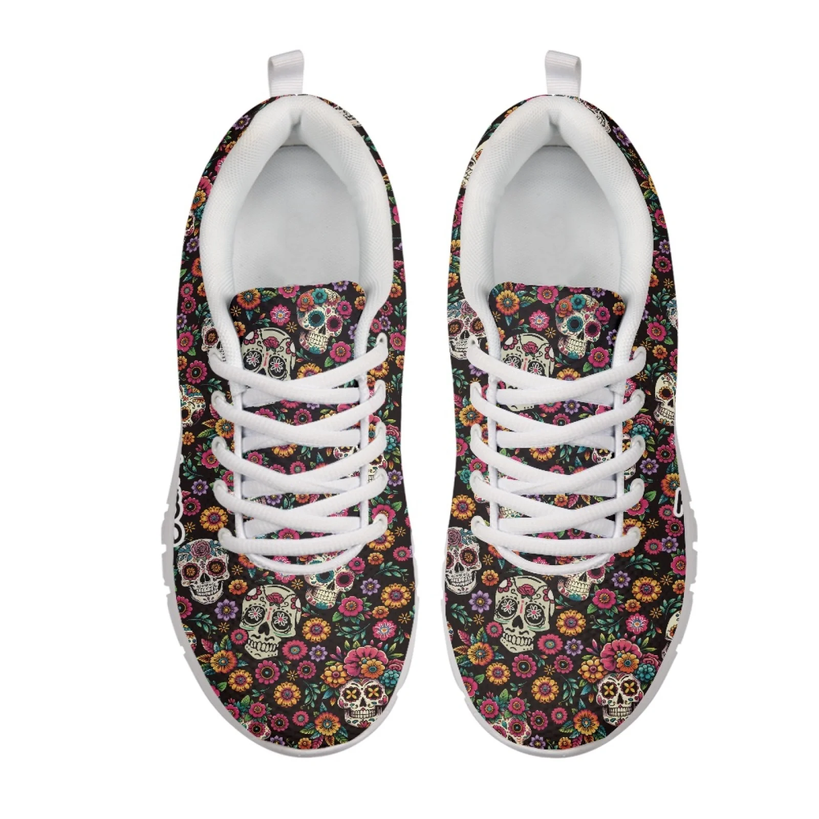 Coloranimal Mexican Sugar Skull Mesh & EVA Sole Women Running Walking Shoes Low Top Sports Tennis Shoes for Womens 2026 Trending